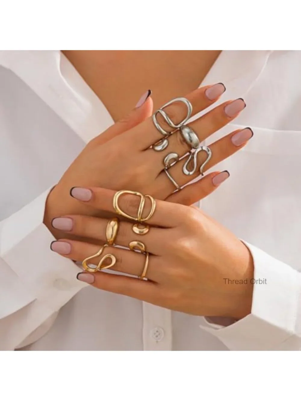 Chunky Open Stacking Knuckle Rings Set Adjustable Irregular Statement Rings